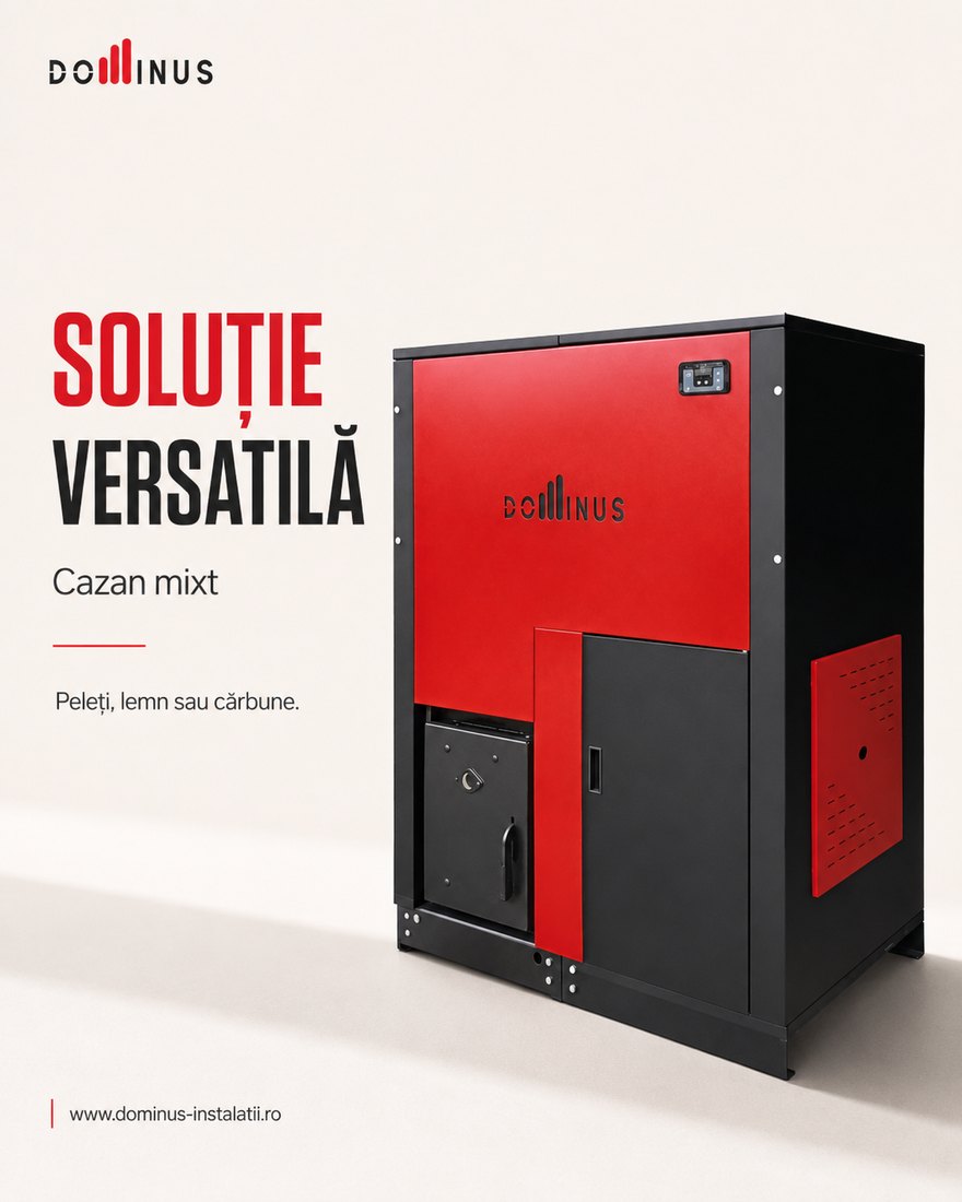 Cazan mixt peleți–lemn–cărbune Combo 35 kW